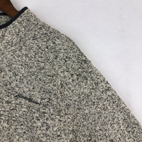 Eddie Bauer Men's Size XX-Large Grey Fleece Lined Knit Partial Snap Pullover - Picture 5 of 12